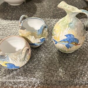 Ancient Greek vessel set Cretan copy 1500 BC .